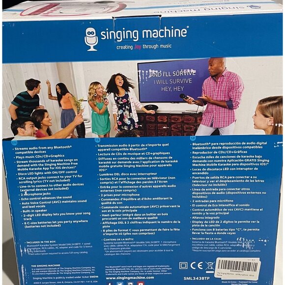 Singing Machine Bluetooth Karaoke System With LED Disco Lights & Mic -Pink/White - Picture 4 of 4